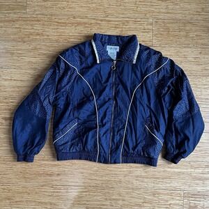 Cabin Creek 80's Windbreaker Blue Gold Women's Size Medium Vintage Jacket